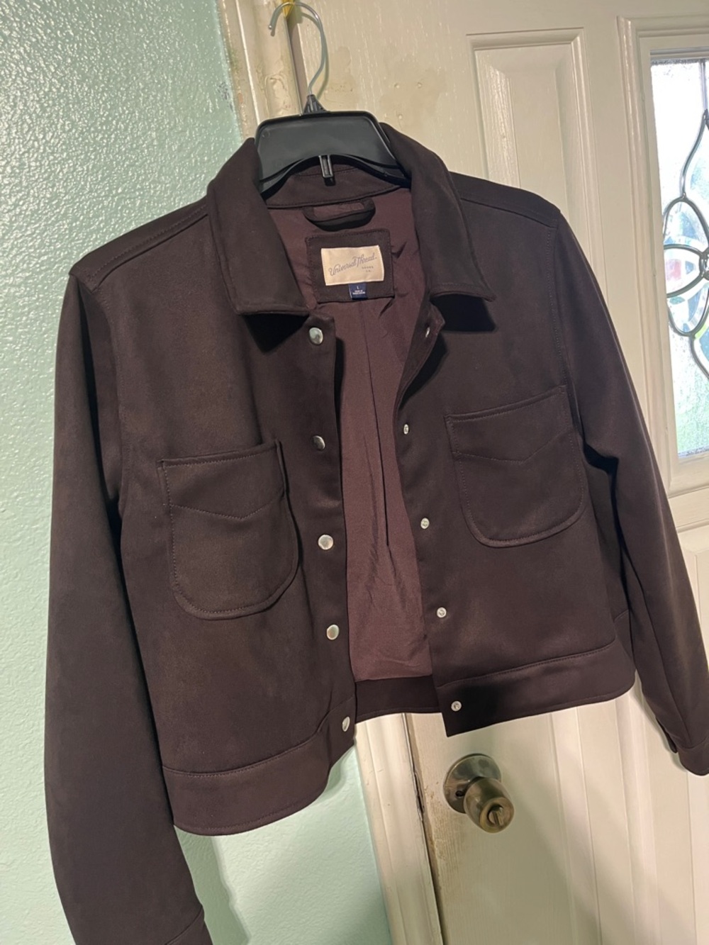 Women’s Universal Thread Dark Brown Suede-Look Cropped Jacket
